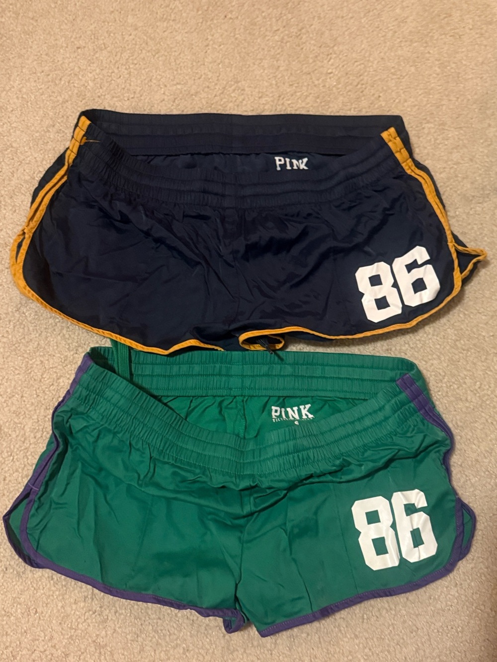 PINK Victoria's Secret Navy & Green Athletic Shorts Duo